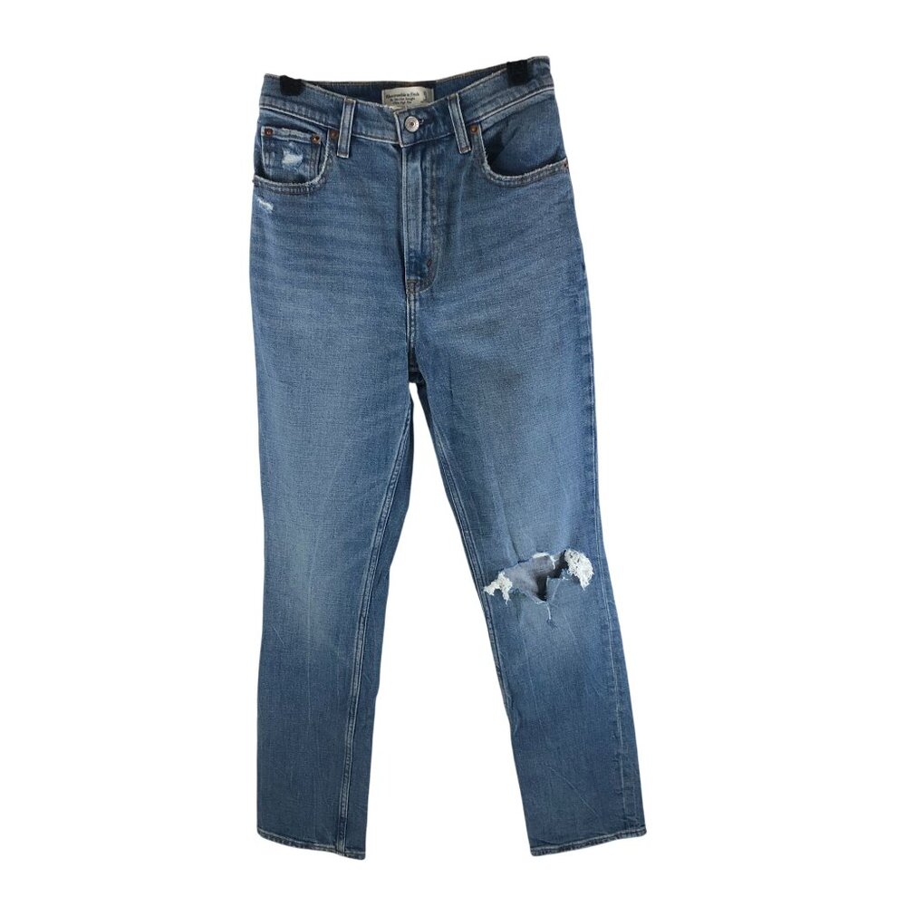 Abercrombie & Fitch Womens 90s Slim Straight Ultra High Rise Jeans 26 Distressed